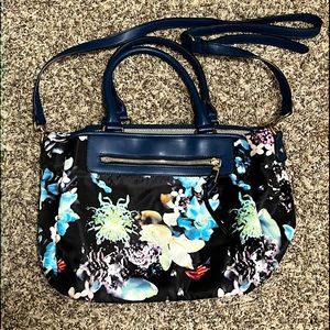 Floral multi compartment hand or shoulder bag